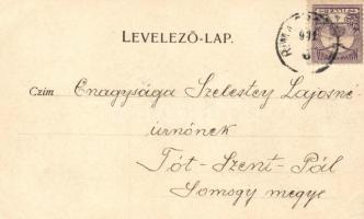 Rimaszombat, Tompa Mihály szülőháza, törvényszék, főgimnázium; Lévai Izsó kiadása / Tompa's bir...