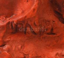 Tóth Valéria (1943-): Copfos lány. Festett kerámia, jelzett, restaurált, m:21 cm, h:35 cm