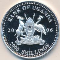 Uganda 2006. 2000Sh Ag "A labdarúgás halhatatlanjainak csarnoka - Románia 1980-as évek / Gheorghe Hagi" T:PP  Uganda 2006. 2000 Shilling Ag "Hall of Fame of football - Romania 1980s / Gheorghe Hagi" C:PP