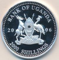 Uganda 2006. 2000Sh Ag "A labdarúgás halhatatlanjainak csarnoka - Anglia 1960-as évek / Jackie Charlton" T:PP tanúsítvánnyal Uganda 2006. 2000 Shilling Ag "Hall of Fame of football - England 1960s / Jackie Charlton" C:PP With certificate