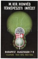 Magyar Királyi Honvéd Térképészeti Intézet / Hungarian Institute of cartography, coat of arms 'vissza' So. Stpl s: Jóny