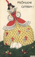 Easter, Lady with rabbits, B.K.W.I. 4636-1 s: Mela Koehler (EK)