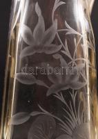 Szecessziós ezüst (Ag.) karaffa pár, jelzett (német 800-as), mesterjeggyel (Otto Wolter), üvegen vir...