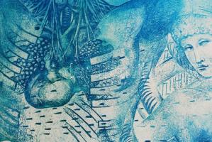 Rádóczy Gyarmathy Gábor (1943): Röntgen, jelzett, tekercsben, 65x96 cm