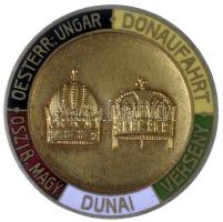 Osztrák-Magyar Monarchia 1912. "Osztrák-Magyar Dunai Verseny" zománcozott gomblyuk (mandzsettagomb) jelvény, hátoldalon "L. CHR. LAUER G.M.B.H. BERLIN S.W. RITTERSTR. 46" gyártói jelzéssel (27mm) T:2 Austro-Hungarian Monarchy 1912. "Austro-Hungarian Danube Competition" enamelled button-badge with makera mark "L. CHR. LAUER G.M.B.H. BERLIN S.W. RITTERSTR. 46" (27mm) C:XF