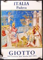 1967 Itália, Padova, Giotto évfordulóra készült plakát, kis szakadás javítva, a sarka kissé hiányos, tekercsben, 69x49 cm / 1967 Italy, Padova, Giotto anniversary poster, 69x49 cm