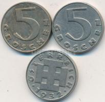 Ausztria 1931-1934. 5Gr Cu-Ni (3x) T:2
Austria 1931-1934. 5 Groschen Cu-Ni (3x) C:XF