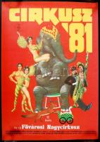 cca 1970-1981 Fővárosi Nagycirkusz műsorait reklámozó plakátok tekercsben, 4 db plakát, 42x30 cm