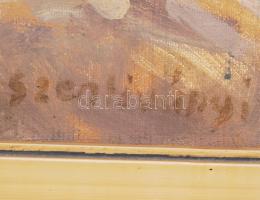 Szentiványi Lajos (1909-1973): Domboldal. Olaj, vászon, jelzett, keretben, 60×80 cm