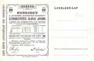 Badacsony a a hajóhídról, Hátoldalon sorsjegy a Színházépítési Alap javára (kis szakadás / small tea...