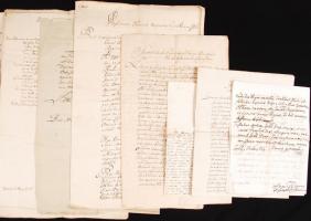 cca 1700-1900 Nagy régi okmány és nyomtatvány tétel sok átnézni való és megfejtendő okmánnyal, régi ...