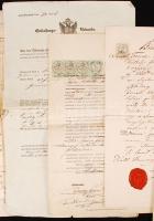 cca 1700-1900 Nagy régi okmány és nyomtatvány tétel sok átnézni való és megfejtendő okmánnyal, régi ...