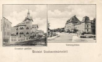 Dicsőszentmárton, Olvasókör pavillon, vármegyeháza; Hirsch Mór kiadása / literary club, county hall