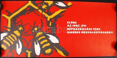 1987 Éljen május 1. és még további 5 jelmondat a felvonulók számára, 6 db szalagplakát tekercsben, 6...