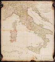 1802 Itália, Verlage des Landes Industrie Comptoir, Weimar, tekercsben tárolva, alul kis mértékű hiány, 54x48 cm / 1802 The map of Italy, publisher:  Verlage des Landes Industrie Comptoir, Weimar, 54x48 cm
