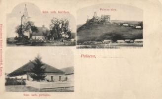 Palocsa, Római katolikus templom és plébánia, vár, Divald / church, parish, castle (EK)