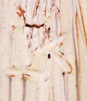 Kovács Éva (1938-): Támaszkodó fiú. Mázas kerámia, jelzett, hibátlan, m:21 cm, h:19 cm