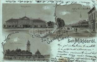 Liptószentmiklós, Megyeház, Felső Husták, Katolikus templom / county hall, church, silver decoration, Art Nouveau (b)