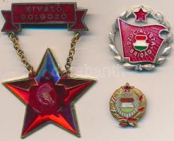 ~1950-1960. "Kiváló Dolgozó" zománcozott kitüntetés tokban (3x) + "Szocialista Brigád" kitüntetés T:vegyes