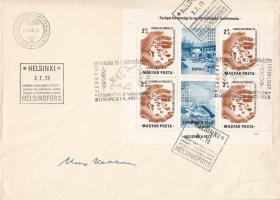 1973 Európai Biztonsági és Együttműködési Szervezet (EBESZ) külügyminiszterek találkozója FDC Urho Kekkonen finn miniszterelnök, saját kezű aláírásával /  1973 OSCE: Organization for Security and Co-operation in Europe meeting FDC with autograph signature of Urho Kekkonen Finnish prime minister