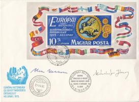 1975 Európai Biztonsági és Együttműködési Szervezet (EBESZ) külügyminiszterek találkozója FDC Urho Kekkonen finn miniszterelnök és Kádár János saját kezű aláírásával /  1975 OSCE: Organization for Security and Co-operation in Europe meeting FDC with autograph signature of Urho Kekkonen Finnish prime minister and Janos Kadar first secretary of HUngarian Socialist party