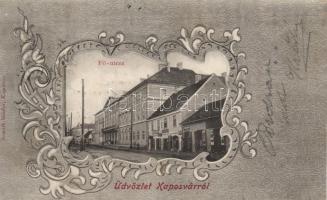 Kaposvár, Fő utca, Kéthelyi üzlete, Armuth Sándor kiadása, Art Nouveau