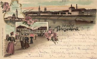 1899 Pancsova, Szerb templom, Erzsébet tér; Kohn Samu kiadása, litho / Serbian church, Elisabeth square, litho