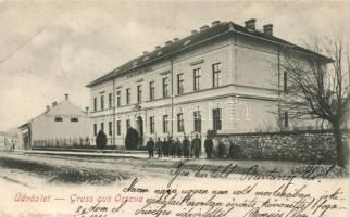 Orsova, Magyar Királyi Állami Iskola, Scheinberger Mór üzlete / school, shop