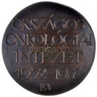Lapis András (1942-) 1977. "Országos Onkológiai Intézet 1952-1977" nagyméretű bronz emlékplakett dísztokban (106mm) T:1  Hungary 1977. "National Institute of Onkology 1952-1977" bronze commemorative plaque in case. Sign.: L.A./András Lapis (106mm) C:UNC