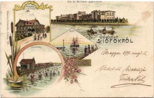 1899 Siófok, litho; Wlaszlovits Gusztáv kiadása (levágott / cut)