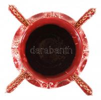 Zsolnay sárkány füles kaspó, eozin mázas, kézzel festett, kopott aranyozás, jelzett, hibátlan, m:22 ...