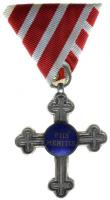 1911- "II. Osztályú Érdemkereszt Lelkészek Számára vörös-fehér szalagon" kitüntetés ezüstözött bronz változat T:2 (karika és mellszalag cserélve) Hungary 1911- "Silver Merit Cross for Military Chaplains, II. class on ribbon" decoration, silver plated bronze variety C:XF