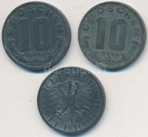 Ausztria 1947-1949. 10Gr Zn (3x) T:2 Austria 1947-1949. 5 Groschen Zn (3x) C:XF