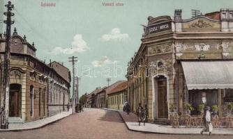 Losonc, Vasúti utca, Szüsz Miksa üzlete / street, shop