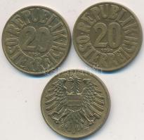 Ausztria 1950-1954. 20Gr Al-Br (3x) T:2 Austria 1950-1954. 20 Groschen Al-Br (3x) C:XF