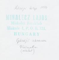 1974 Mihalecz Lajos: Göcseji skanzen, vízimalom, pecséttel jelzett vintage fotóművészeti alkotás, 24...