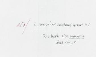 cca 1970-1980 Balla András: Kompozíció, feliratozott vintage fotóművészeti alkotás, 24x16 cm