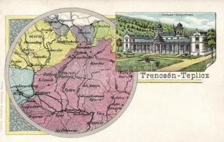 Trencsénteplic, térkép; Wertheim Zsigmond kiadása / map, litho