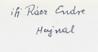 cca 1960-1970 Ifj. Rácz Endre: Hajnal, feliratozott vintage fotóművészeti alkotás, 24x18 cm