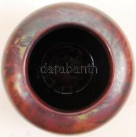 Antik eozin mázas kaspó, jelzés nélkül, hibátlan, m:13 cm