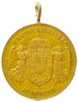 1906KB 10K Au "Ferenc József" füllel (3.38g/0.900) T:3 k.
Hungary 1906. 10 Korona Au "...