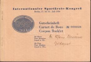 1936 Berlin Nemzetközi Sportorvos kongresszus kuponfüzete /  1936 Coupon booklet of the International Sport Doctors Congress