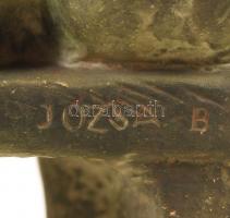 Józsa Bálint (1937-): Családi idill. Festett terrakotta, jelzett, hibátlan, m:27 cm, h:18 cm