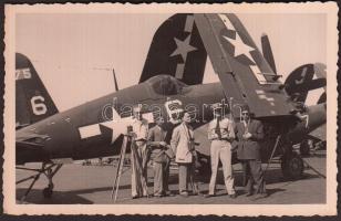 F. D. Roosewelt repülőgép és személyezete / The plane Roosewelt and its crew photo 13x9 cm