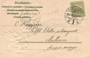 Debrecen, Színház, zászló, arany díszítés Emb. litho (EK)