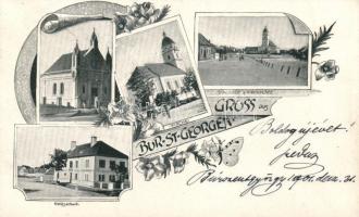 Búrszentgyörgy, Bur Sankt Georgen; Holly's Kapelle, Kirche, Kirchplatz, Volkschule / chapel, church, square, school, Art Nouveau (EK)