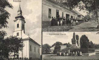 Kápolna, Római katolikus templom, Utca, Szövetkezet, Népház, vegyeskereskedés, 1848-49-es Honvédemlék