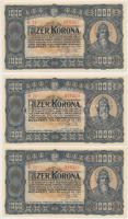 1923. 1000K "T.W." nyomdahely jelöléssel (3x) egymásutáni sorszámmal T:I,I- Hungary 1923. 1000 Korona "T.W" (3x) with sequential serial numbers C:UNC,AU Adamo K37