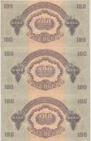 1944. 100P "A Vöröshadsereg Parancsnoksága" (3x) egymásutáni sorszámmal T:II (hajtatlanok, kopott szél) Hungary 1944. 100 Pengő "Red Army" (3x) with sequential serial numbers C:XF (unfolded) Adamo P47