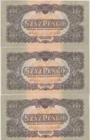 1944. 100P "A Vöröshadsereg Parancsnoksága" (3x) egymásutáni sorszámmal T:II (hajtatlanok,...